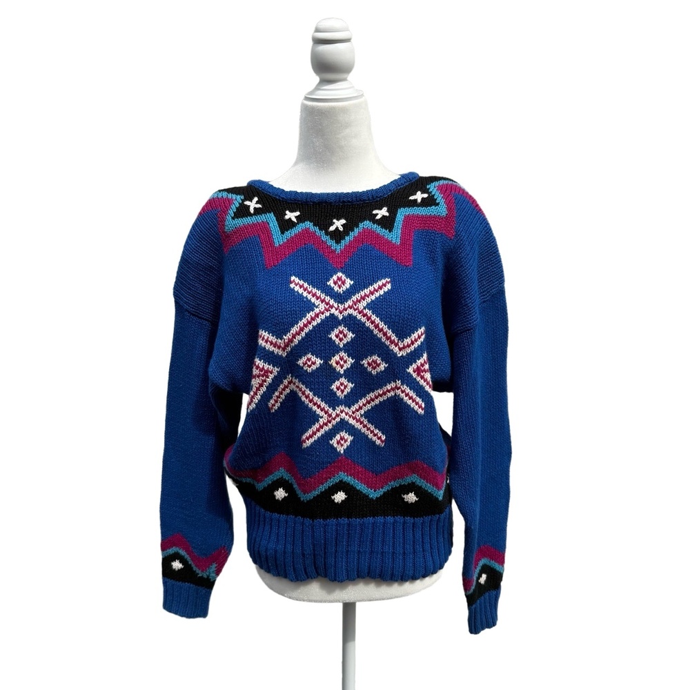Vintage 80s Lizsport Southwestern Sweater | Bold Knit | Made in Korea | Unisex M